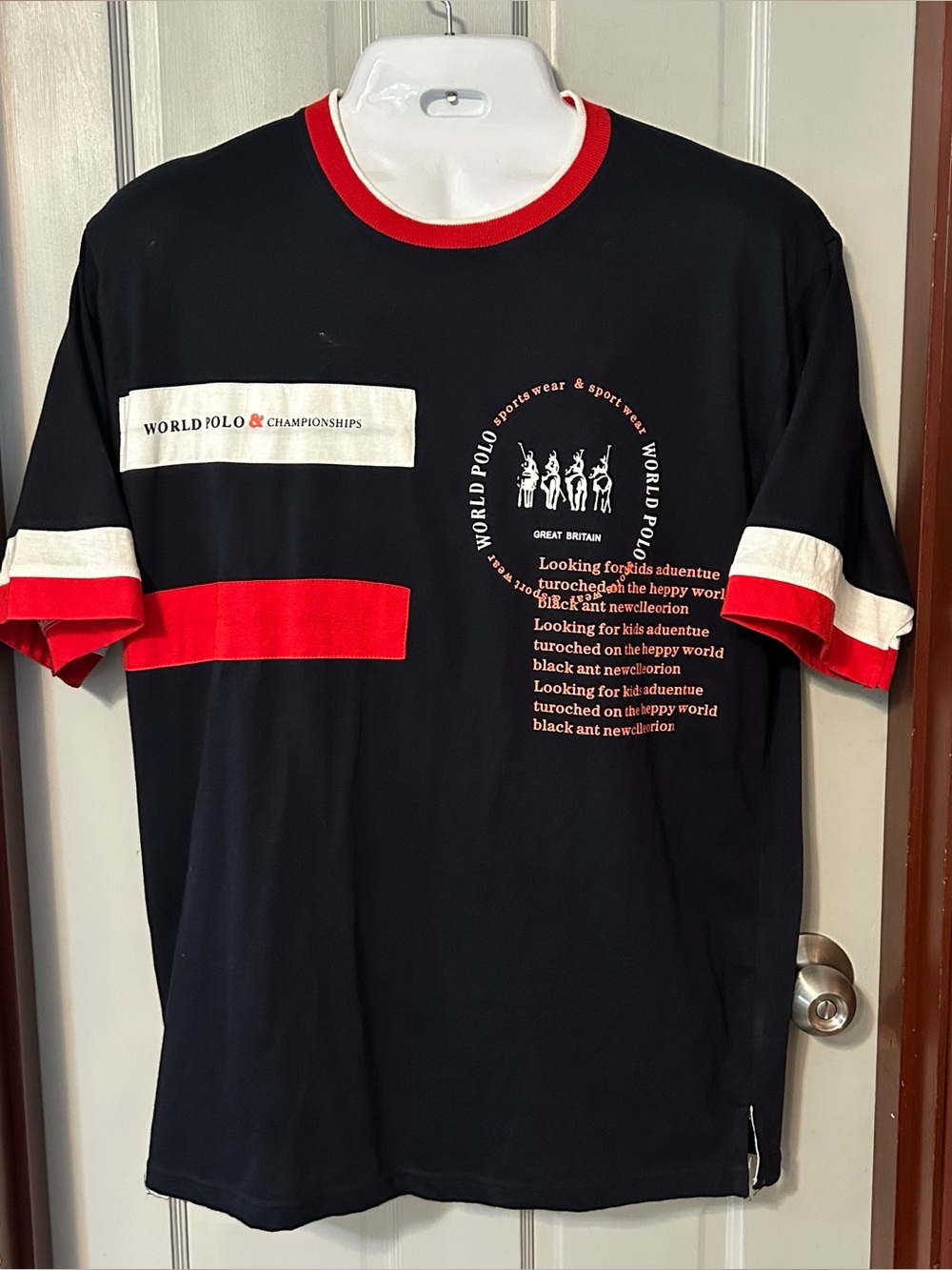 WORLD POLO Championships Great Britain Black Short-Sleeve Graphic Shirt Sz L